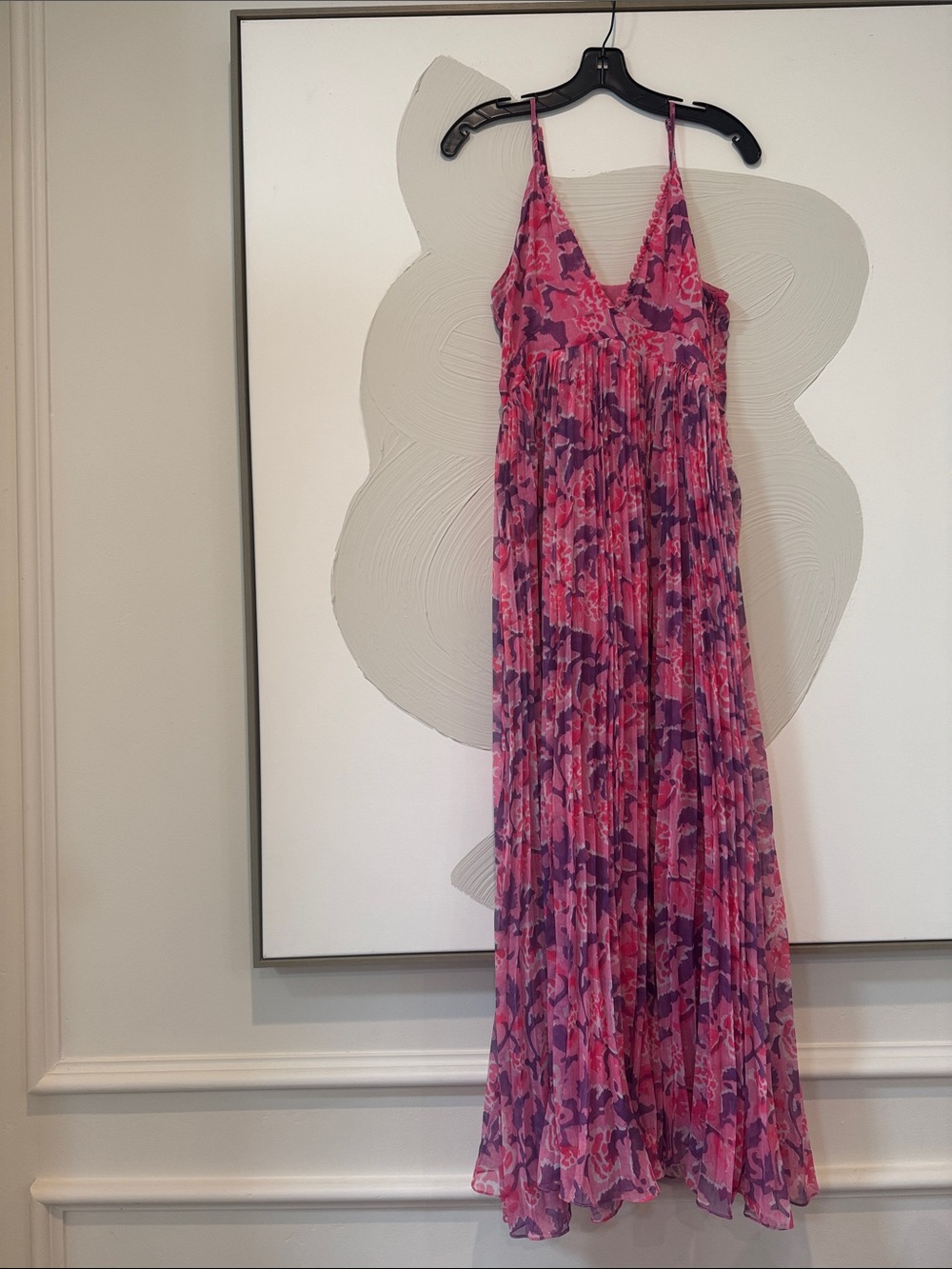 Rococo Sand Pink & Purple Floral Maxi Dress Size Large